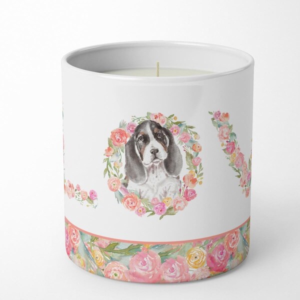 Carolines Treasures 3.75 x 3.25 in. Unisex Basset Hound Love 10 oz Decorative Soy Candle WDK4316CDL - main